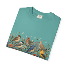 Load image into Gallery viewer, Songbirds & Blooms T-Shirt — Vintage Floral Bird Illustration Tee