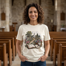 Load image into Gallery viewer, Vintage Church, Books & Floral Faith Tee