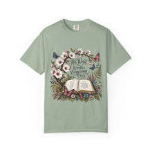 Load image into Gallery viewer, Floral Bible Verse T-Shirt — "His Word is Worth Lingering Over" Christian Tee