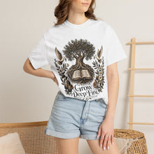 Load image into Gallery viewer, Grow Deep First T-Shirt — Rooted in God’s Word Tree & Bible Graphic Tee