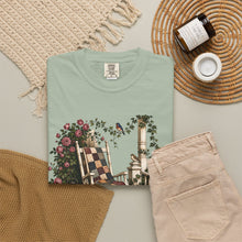 Load image into Gallery viewer, Vintage Porch Scene T-Shirt — Rocking Chair, Quilt & Garden Cottage Graphic