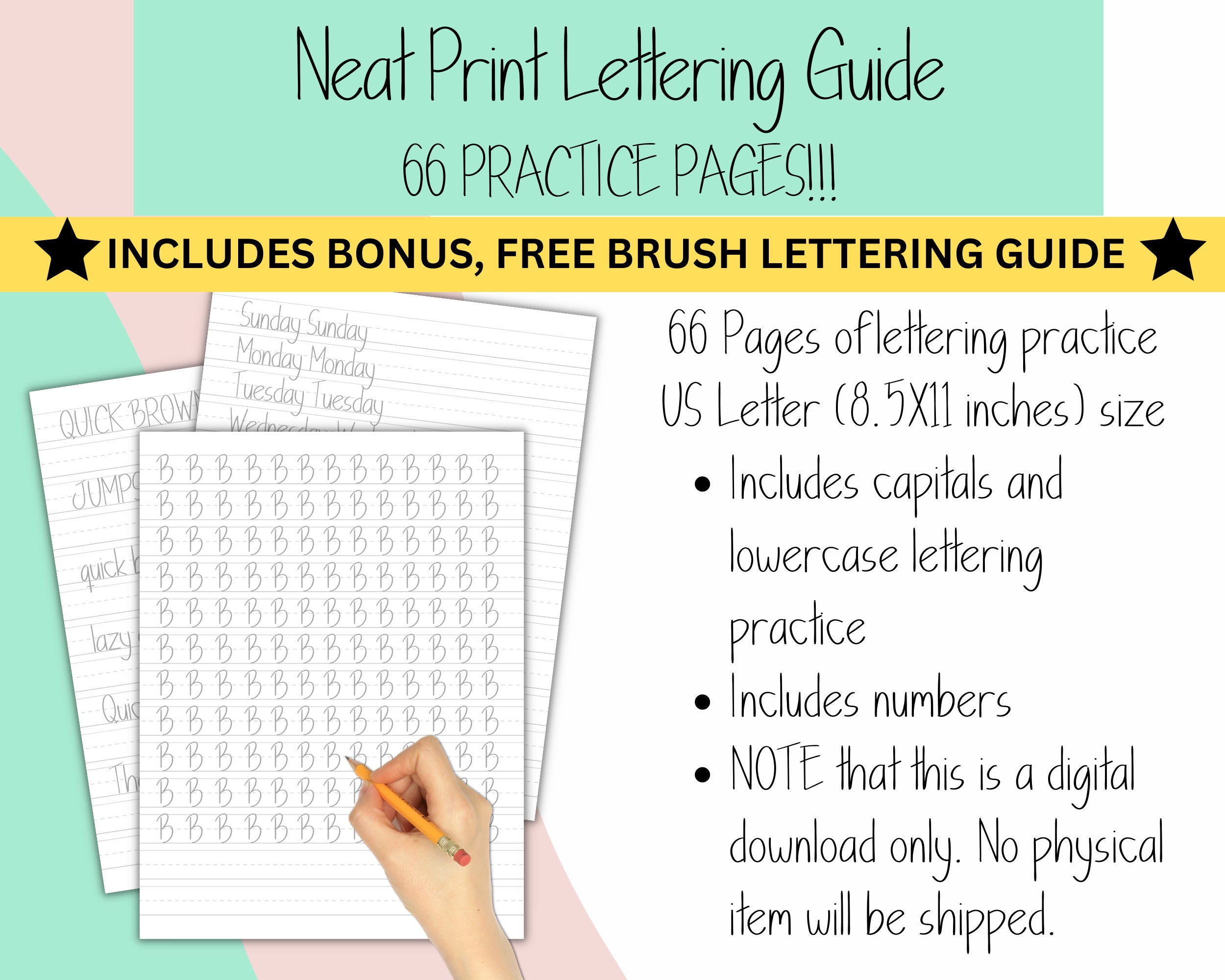 Calligraphy Hand lettring workbook: Paper Hand Lettering Workbook Set for  Beginners Worksheet 8.5 x 11 Inches