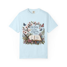Load image into Gallery viewer, Floral Bible Verse T-Shirt — "His Word is Worth Lingering Over" Christian Tee
