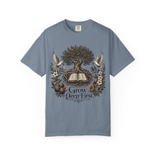 Load image into Gallery viewer, Grow Deep First T-Shirt — Rooted in God’s Word Tree &amp; Bible Graphic Tee
