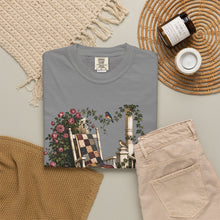 Load image into Gallery viewer, Vintage Porch Scene T-Shirt — Rocking Chair, Quilt &amp; Garden Cottage Graphic
