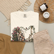 Load image into Gallery viewer, Vintage Porch Scene T-Shirt — Rocking Chair, Quilt &amp; Garden Cottage Graphic
