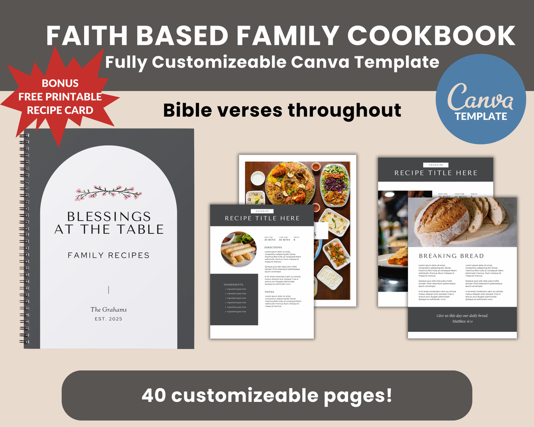 40 Page Faith Based Cookbook Canva Template