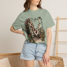 Load image into Gallery viewer, Vintage Porch Scene T-Shirt — Rocking Chair, Quilt &amp; Garden Cottage Graphic
