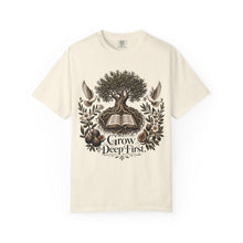 Load image into Gallery viewer, Grow Deep First T-Shirt — Rooted in God’s Word Tree &amp; Bible Graphic Tee
