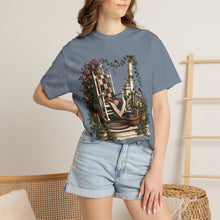 Load image into Gallery viewer, Vintage Porch Scene T-Shirt — Rocking Chair, Quilt &amp; Garden Cottage Graphic
