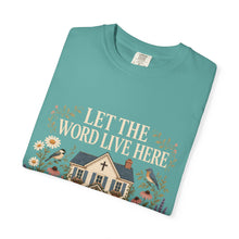 Load image into Gallery viewer, Let The Word Live Here T-Shirt — Faith Home Floral Graphic Tee
